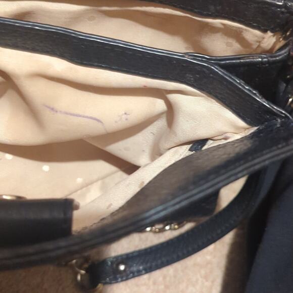 Kate Spade Black Shimmer Pebbled Leather Chain/Leather Strap Shoulder Bag - Picture 9 of 10